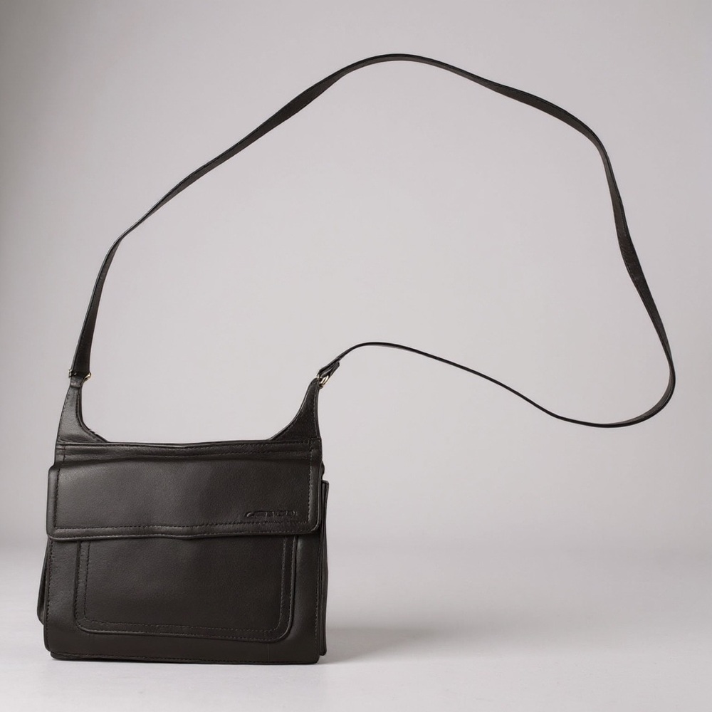 🖤👜 Vintage Fossil Black Leather Small‎ Shoulder Bag Minimalist Crossbody